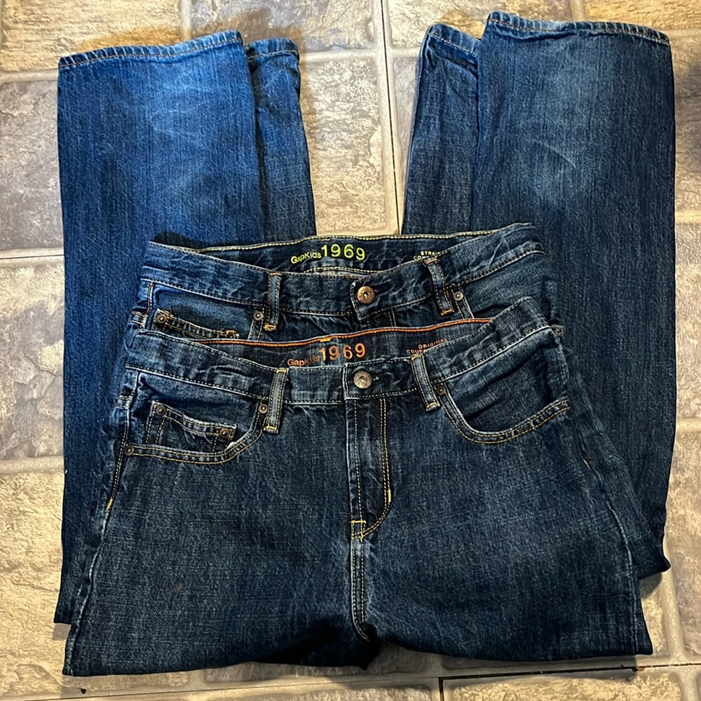 Two pair of Gap Kids 1969 Husky Jeans, both Size 14, Straight Leg